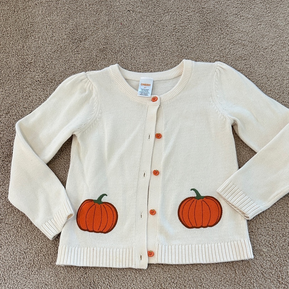 Gymboree Ivory Sweater with Pumpkin Button